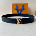 LOUIS VUITTON LV 25S BELT 40 MM IN BLACK CALFSKIN WITH GOLD HARDWARE 593265